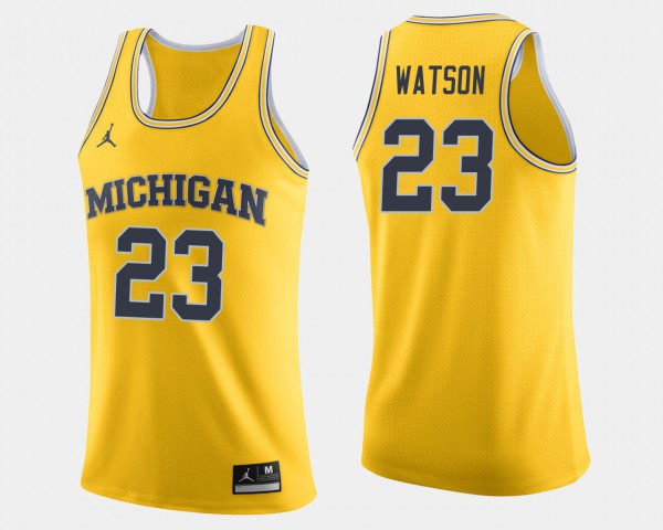 University of Michigan #23 Mens Ibi Watson Jersey Maize Stitched College Basketball